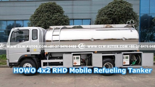 Мобильная заправочная цистерна HOWO 4x2 с правым рулем и зеркальным баком из алюминиевого сплава