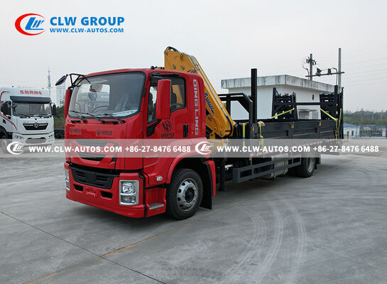 ISUZU FTR 4x2 Flatbed Truck with 6.3-Ton Knuckle Crane and 205HP Euro 6 Engine for 7,000mm Platform Transport
