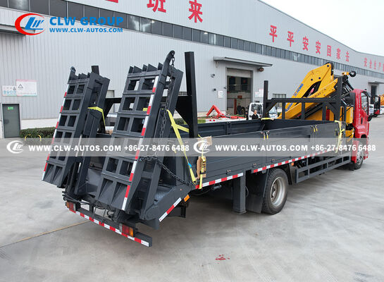 ISUZU FTR 4x2 Flatbed Truck with 6.3-Ton Knuckle Crane and 205HP Euro 6 Engine for 7,000mm Platform Transport